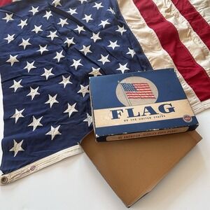 Vintage Annin Defiance American Flag 50 Stars 100% Cotton Bunting Sewn 4' X 6'